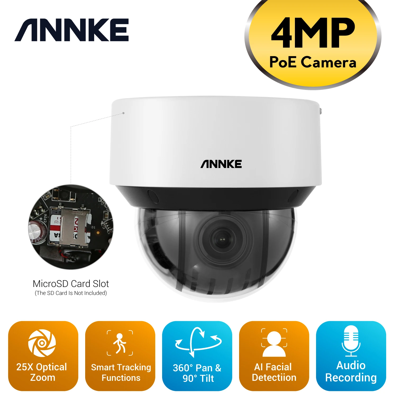 ANNKE CZ500 4MP ультра непревзойденный 25X оптический зум PoE PTZ IP камера AI распознавание лица IP66 водонепроницаемый Открытый PoE Secuity Cam
ANNKE CZ500 4MP ультра непревзойденный 25X оптический зум PoE PTZ IP камера AI распознавание лица IP66 водонепроницаемый Открытый PoE Secuity Cam
