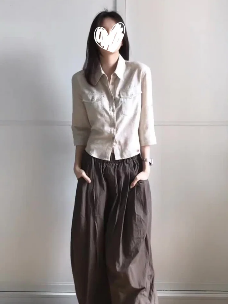 Business Casual Short Sleeve Shirt Women's Fashion Slim Fit Waist Cinched Shirt Commute Style Turn-down Collar Top
Business Casual Short Sleeve Shirt Women's Fashion Slim Fit Waist Cinched Shirt Commute Style Turn-down Collar Top