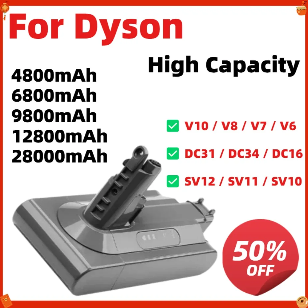 Replacement Battery for Dyson V10 V8 V7 V6 DC31 DC34, 3000mAh Li-ion Handheld Vacuum Cleaner, High Capacity for SV12 SV11
Replacement Battery for Dyson V10 V8 V7 V6 DC31 DC34, 3000mAh Li-ion Handheld Vacuum Cleaner, High Capacity for SV12 SV11