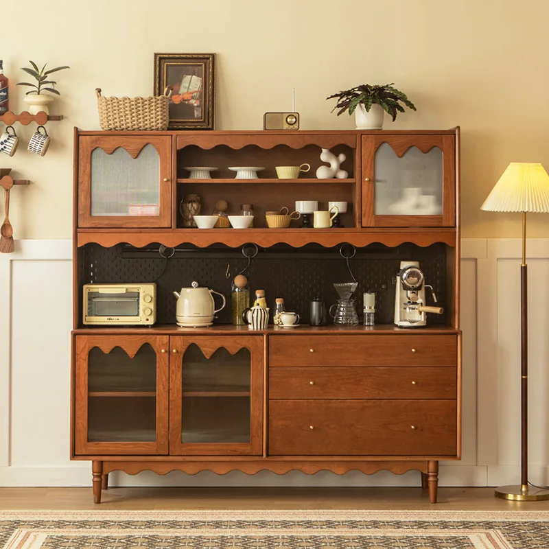 American country French retro solid wood dining side cabinet cherry wood restaurant display tea cabinet
American country French retro solid wood dining side cabinet cherry wood restaurant display tea cabinet
