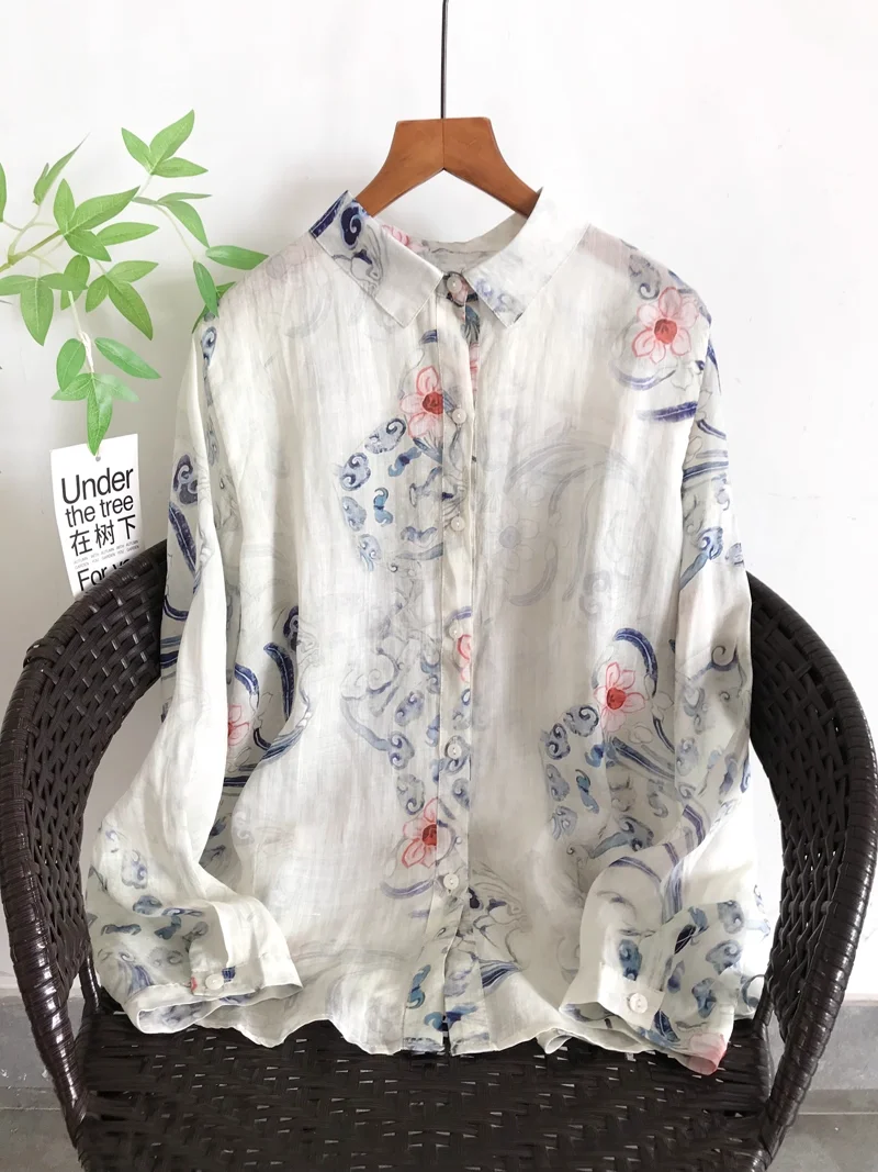 Enianechu элегантные и молодежные женские блузки, рубашки из 100% льна рами с цветочным принтом, шикарные дышащие блузки с длинными рукавами
Enianechu элегантные и молодежные женские блузки, рубашки из 100% льна рами с цветочным принтом, шикарные дышащие блузки с длинными рукавами