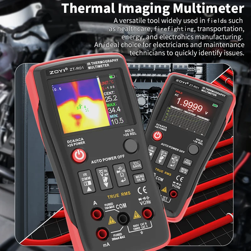ZOYI ztr01 Thermal Camera 240*240 Optional Macro Lens Thermal Camera Multimeter 9999 Counts Voltage Duty Cycle Diode Ohm Test
ZOYI ztr01 Thermal Camera 240*240 Optional Macro Lens Thermal Camera Multimeter 9999 Counts Voltage Duty Cycle Diode Ohm Test
