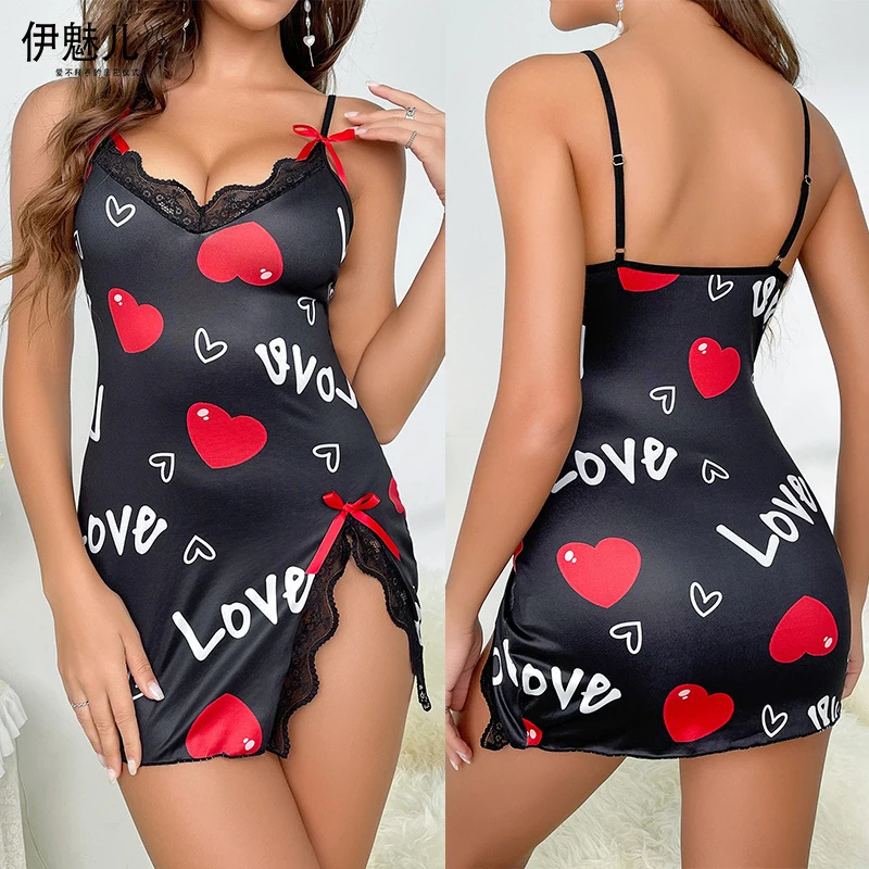 SURI Women Sleepwear Nightgown Sexy Lingerie Love Printed Halter Backless Mini Dress Casual Pajamas Sleepshirts Nighties
SURI Women Sleepwear Nightgown Sexy Lingerie Love Printed Halter Backless Mini Dress Casual Pajamas Sleepshirts Nighties