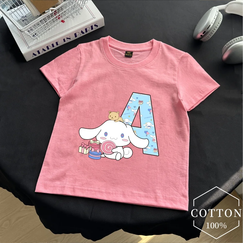 Sanrio Cinnamoroll детская футболка из чистого хлопка с надписью аниме пуловер с героями мультфильмов для мальчиков и девочек летний свободный топ Kawaii повседневная одежда подарки
Sanrio Cinnamoroll детская футболка из чистого хлопка с надписью аниме пуловер с героями мультфильмов для мальчиков и девочек летний свободный топ Kawaii повседневная одежда подарки