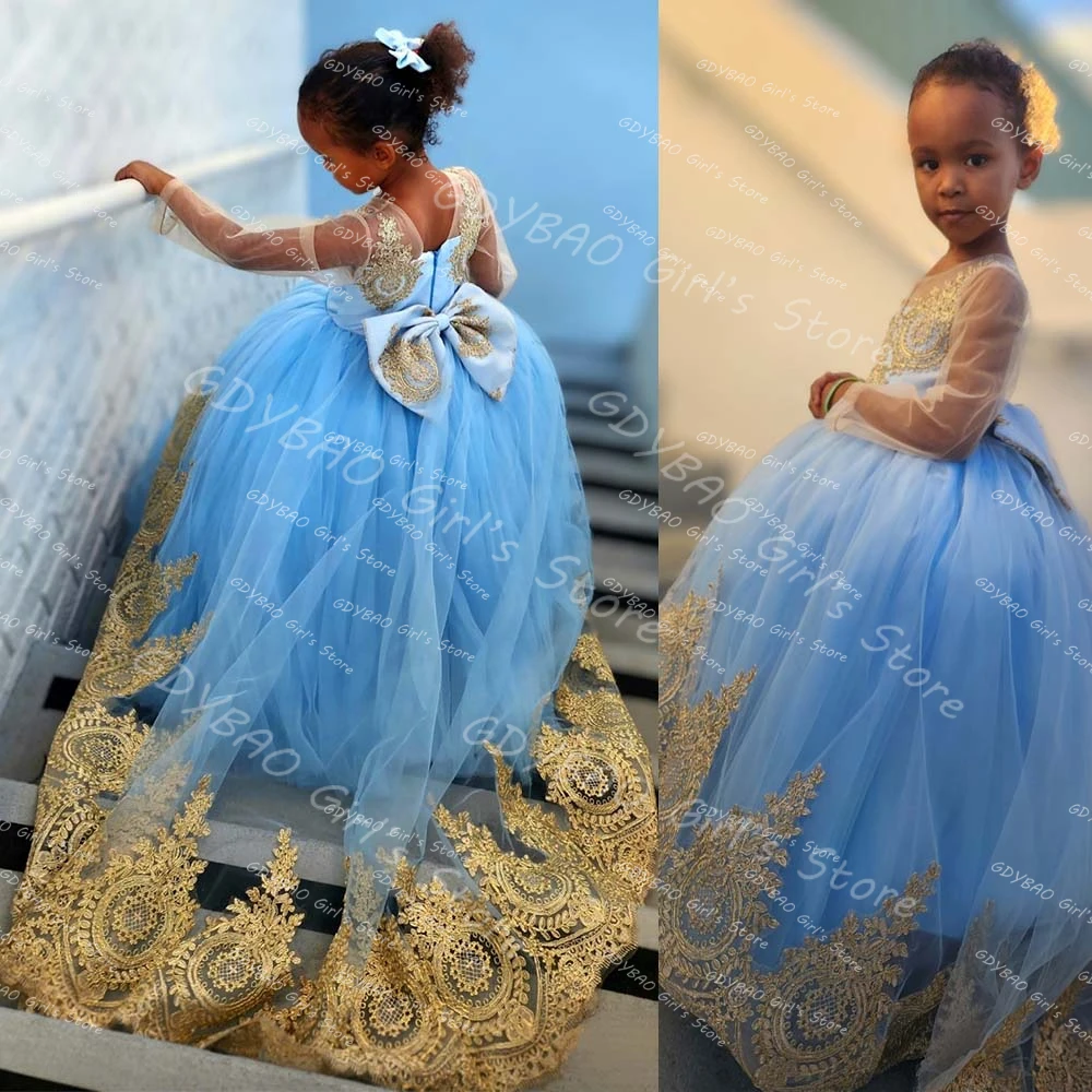Tulle Flower Girl Dress for Wedding Kids Gold Appliques Princess Pageant Frock Childrens Clothing Customized Birthday Party Gown
Tulle Flower Girl Dress for Wedding Kids Gold Appliques Princess Pageant Frock Childrens Clothing Customized Birthday Party Gown