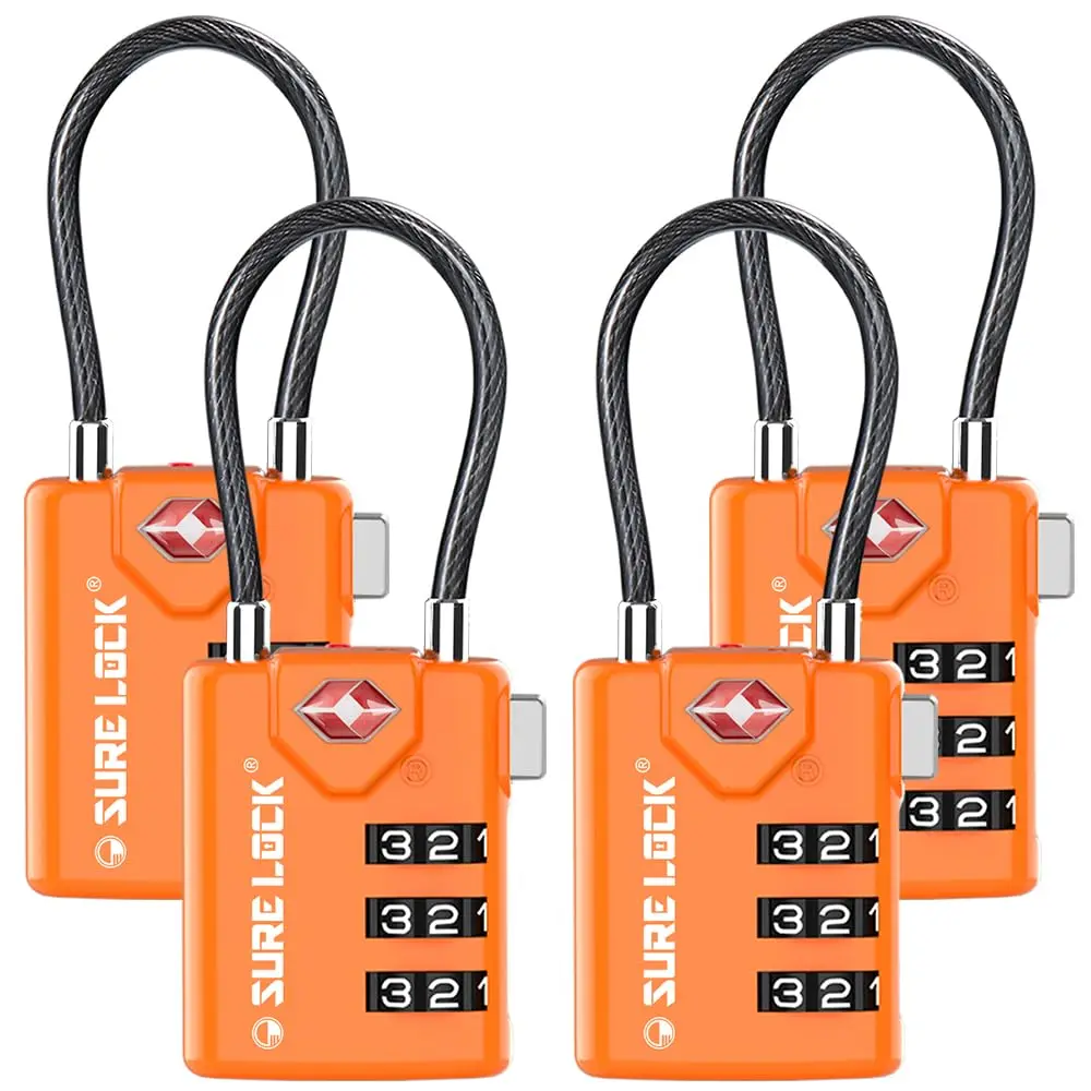 TSA Approved Combination Luggage Locks with Open Alert Indicator – Durable Zinc Alloy Cable Travel Locks with Large Easy-Rea
TSA Approved Combination Luggage Locks with Open Alert Indicator – Durable Zinc Alloy Cable Travel Locks with Large Easy-Rea
