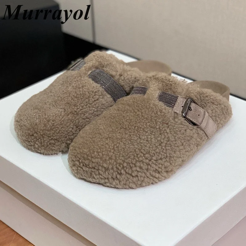 Closed Toe Fur Solid Color Thick Bottom Mules Women's String Bead Decor Belt Buckle Design Slippers Spring Outdoor Warm Shoes
Closed Toe Fur Solid Color Thick Bottom Mules Women's String Bead Decor Belt Buckle Design Slippers Spring Outdoor Warm Shoes