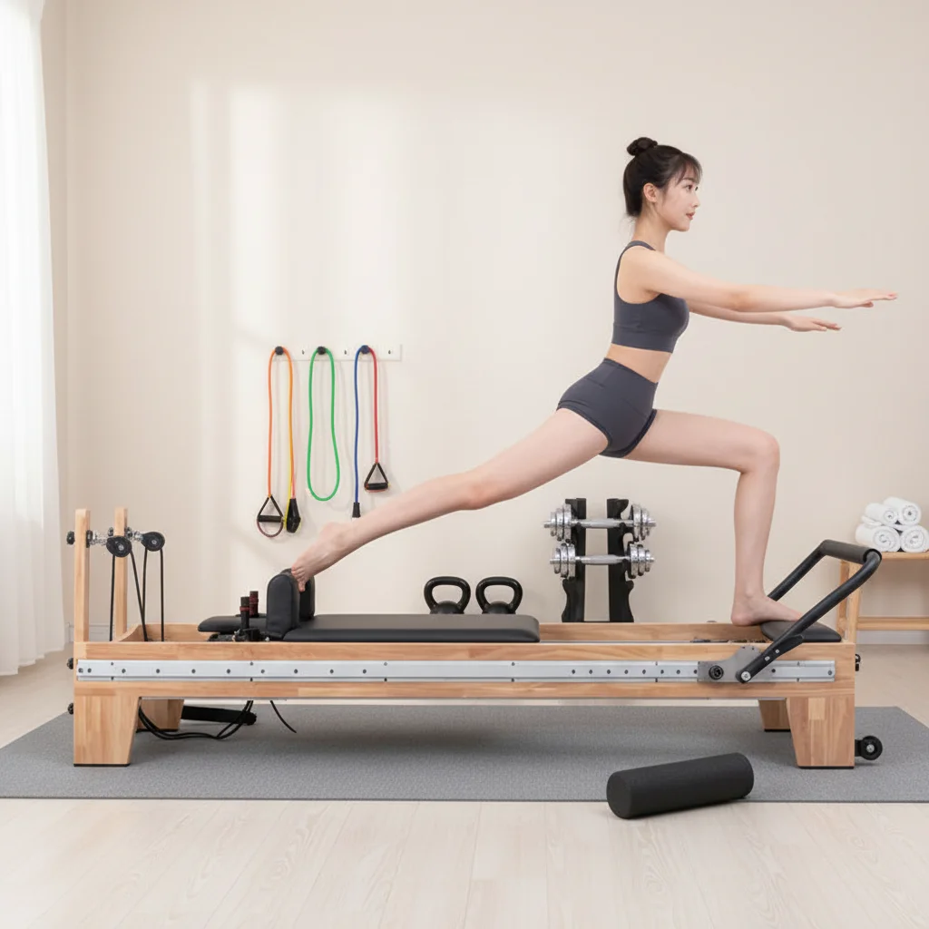 Commercial Oak Wood Pliable Full Track Pilates Reformer with Full Track Aluminum and Pilates Sitting Box
Commercial Oak Wood Pliable Full Track Pilates Reformer with Full Track Aluminum and Pilates Sitting Box