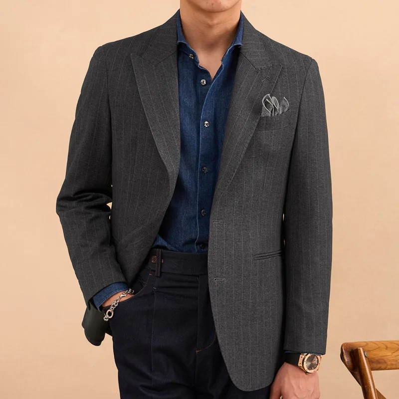 2023 Men Vintage Sport Blazers For Men Stripe Suit Blazer Men British Office Suit Jacket Casual Business Gentleman Suit Coat
2023 Men Vintage Sport Blazers For Men Stripe Suit Blazer Men British Office Suit Jacket Casual Business Gentleman Suit Coat