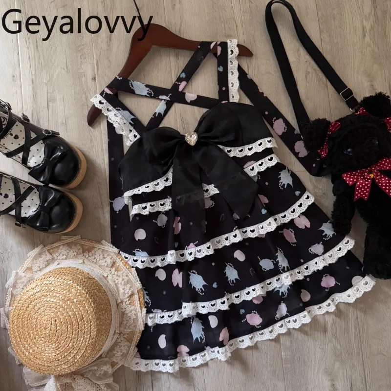 Japanese Original Summer New Sweet and Cute Girl Bow Chiffon Suspender Versatile Printed Crop Tops Neck Outerwear Vest
Japanese Original Summer New Sweet and Cute Girl Bow Chiffon Suspender Versatile Printed Crop Tops Neck Outerwear Vest