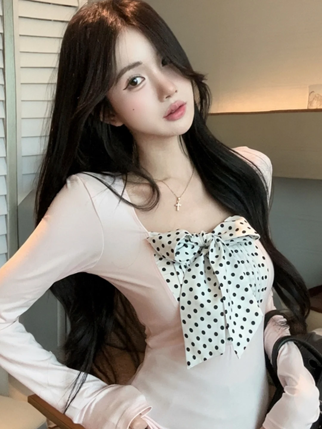 Sexy Polka Dot Long Sleeve T-Shirt Women's Slim Fit Base Shirt Top Knot Color Collision Fashionable plus Size Inner...
Sexy Polka Dot Long Sleeve T-Shirt Women's Slim Fit Base Shirt Top Knot Color Collision Fashionable plus Size Inner...
