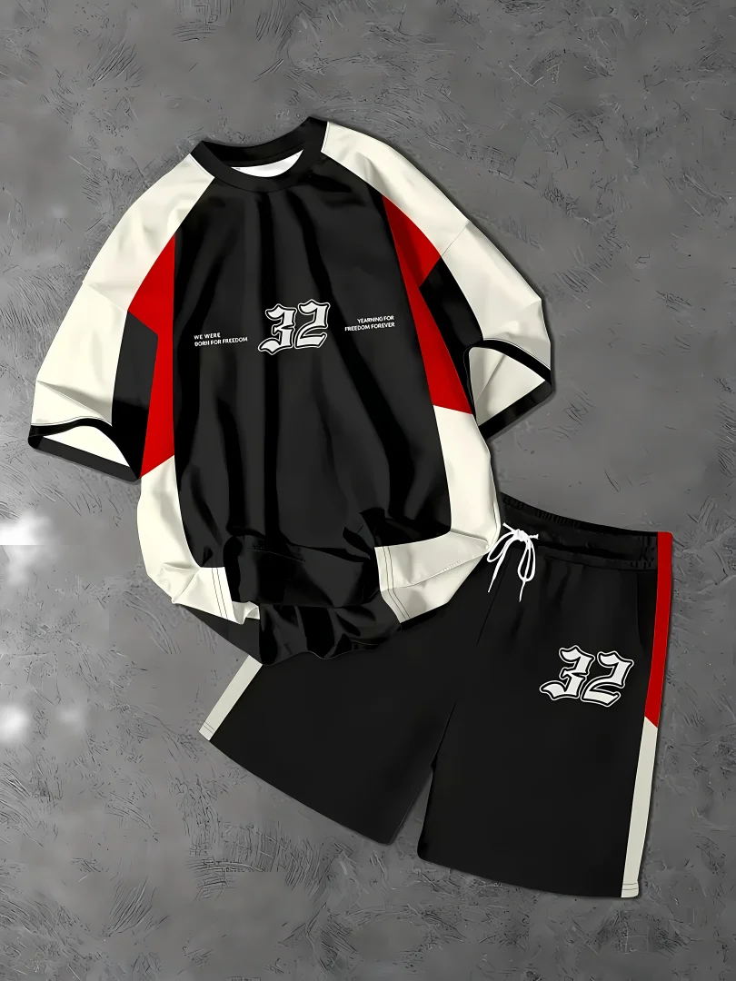 Summer new men's pullover round neck T-shirt sports suit letter printed soft men's short sleeved shorts two-piece T-shirt set
Summer new men's pullover round neck T-shirt sports suit letter printed soft men's short sleeved shorts two-piece T-shirt set