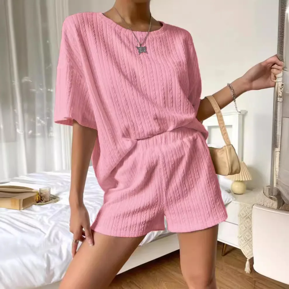 Shorts Sets Women Solid Two Piece Round Neck Top Mini Pant Suit T Shirt Short Sleeve Casual Spliced Simple Lady Summer 2025
Shorts Sets Women Solid Two Piece Round Neck Top Mini Pant Suit T Shirt Short Sleeve Casual Spliced Simple Lady Summer 2025
