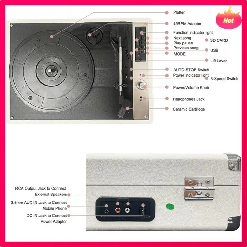 AYHF Vintage Vinyl Record Player Gramophone Phonograph Portable AC100-240V Antique Stereo Record Player EU Plug
AYHF Vintage Vinyl Record Player Gramophone Phonograph Portable AC100-240V Antique Stereo Record Player EU Plug