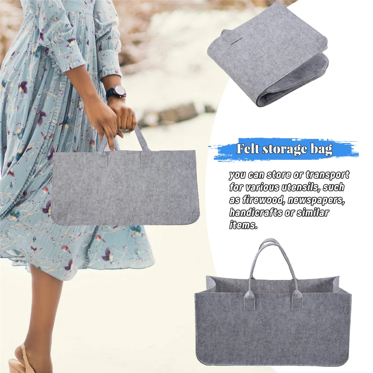 Exceptional Felt Purse, Felt Storage Bag Large Capacity Casual Shopping Bag - Gray
Exceptional Felt Purse, Felt Storage Bag Large Capacity Casual Shopping Bag - Gray
