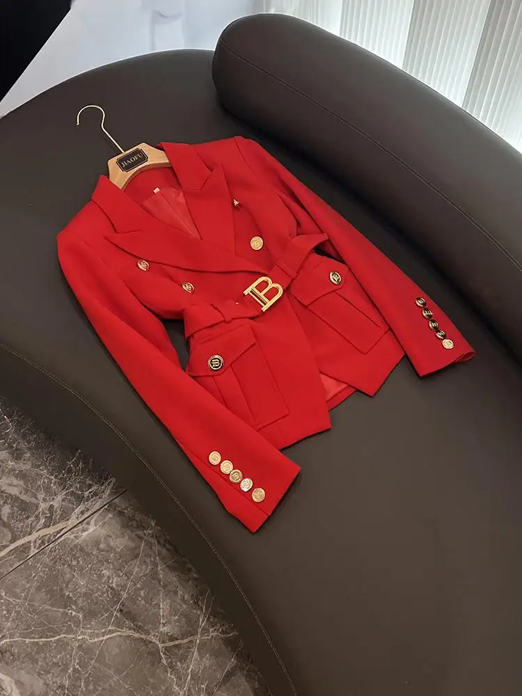 Waist-Cinching Red Belt with Metal Bule Two-Tone ket Suit Jaet for Women Commute Sle Slim Fit Long Sve Formal Wear
Waist-Cinching Red Belt with Metal Bule Two-Tone ket Suit Jaet for Women Commute Sle Slim Fit Long Sve Formal Wear