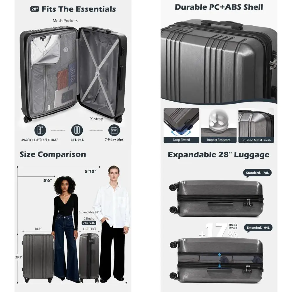 Expandable Hardshell Spinner Suitcase with TSA Lock, PC+ABS, Wine Red, Large (28)
Expandable Hardshell Spinner Suitcase with TSA Lock, PC+ABS, Wine Red, Large (28)