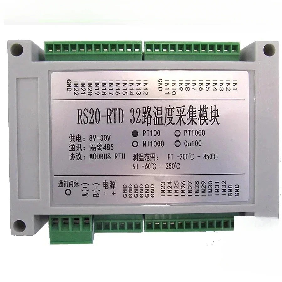 Platinum Thermal Resistance Temperature Acquisition Module, PT1000 para RS485 Transmissor, 32 Canais, PT100
Platinum Thermal Resistance Temperature Acquisition Module, PT1000 para RS485 Transmissor, 32 Canais, PT100