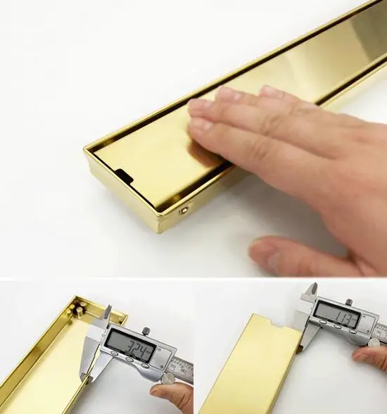 600*68 Brushed Gold Black Stainless Steel Concealed Invisible Linear Floor Drain with Tile Insert Invisible Grate Cover Strainer
600*68 Brushed Gold Black Stainless Steel Concealed Invisible Linear Floor Drain with Tile Insert Invisible Grate Cover Strainer