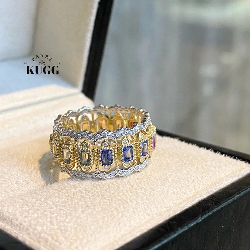 KUGG 100% 18K Yellow Gold Rings Women Luxury Diamond Jewelry Natural Color Sapphire Ring Vintage Palace Style High Party Jewelry
KUGG 100% 18K Yellow Gold Rings Women Luxury Diamond Jewelry Natural Color Sapphire Ring Vintage Palace Style High Party Jewelry
