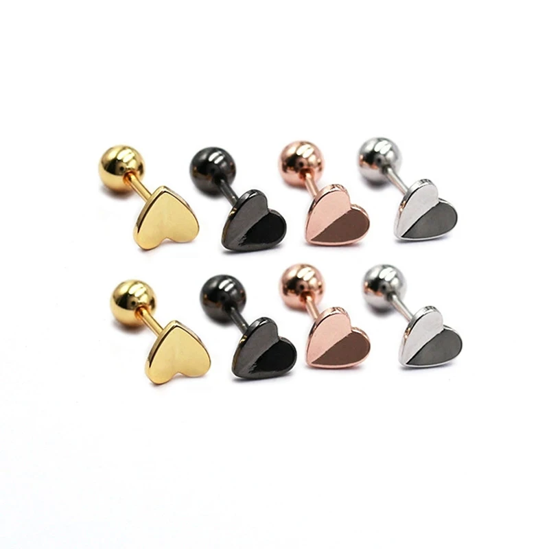 Cute Small Glossy Folded Heart Ear Cartilage Piercing Earring Women Gold Color Steel Helix Screw Bar Stud Cuff Jewelry
Cute Small Glossy Folded Heart Ear Cartilage Piercing Earring Women Gold Color Steel Helix Screw Bar Stud Cuff Jewelry