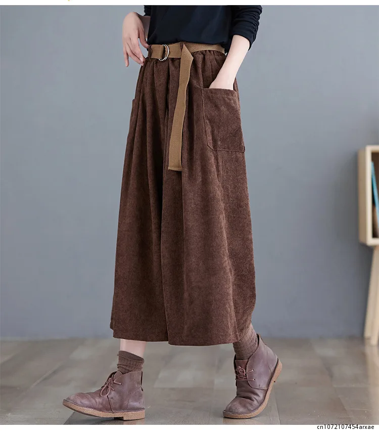 Corduroy Vintage Autumn Winter Pants Capris High Waist Loose Women Casual Wide Leg Pants Spring Capris Pants With Belt
Corduroy Vintage Autumn Winter Pants Capris High Waist Loose Women Casual Wide Leg Pants Spring Capris Pants With Belt