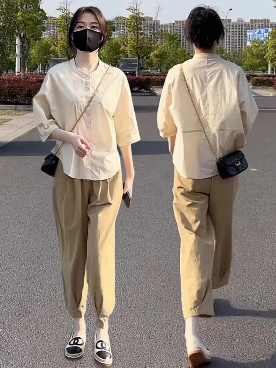 Summer 2026 Women's Casual Slimming Tummy Covering Seven-Quarter Sleeve Shirt And Casual Pants Two-Piece Set Fashionable Ense...
Summer 2026 Women's Casual Slimming Tummy Covering Seven-Quarter Sleeve Shirt And Casual Pants Two-Piece Set Fashionable Ense...