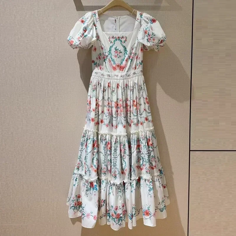 100%Cotton Long Dress 2025 Spring Summer Princess Lady Sexy Square Collar Colorful Floral Print Short Sleeve Long White Dress
100%Cotton Long Dress 2025 Spring Summer Princess Lady Sexy Square Collar Colorful Floral Print Short Sleeve Long White Dress