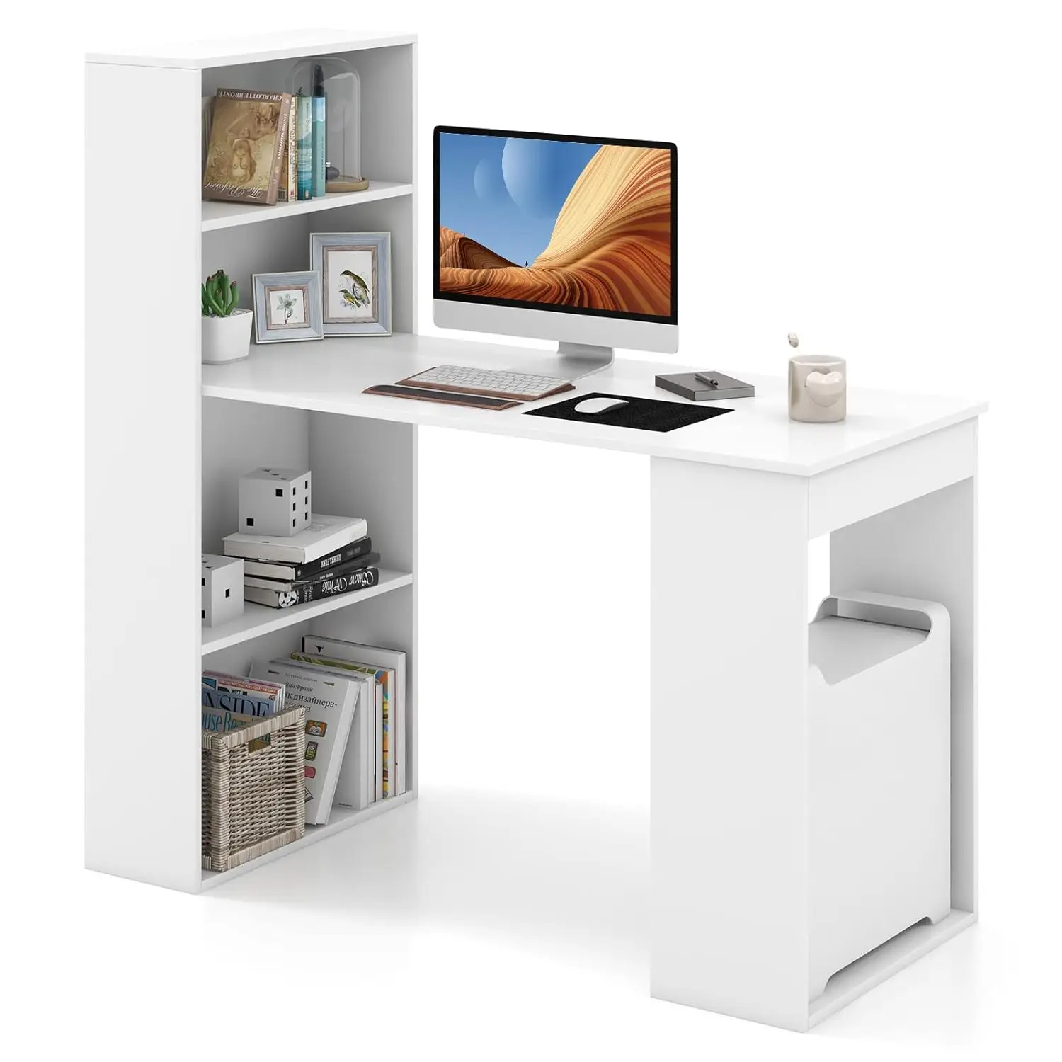 48 Inch Computer Desk With Bookshelf, Reversible Study Writing Desk With Storage Shelves & CPU Stand, Compact, Customized
48 Inch Computer Desk With Bookshelf, Reversible Study Writing Desk With Storage Shelves & CPU Stand, Compact, Customized