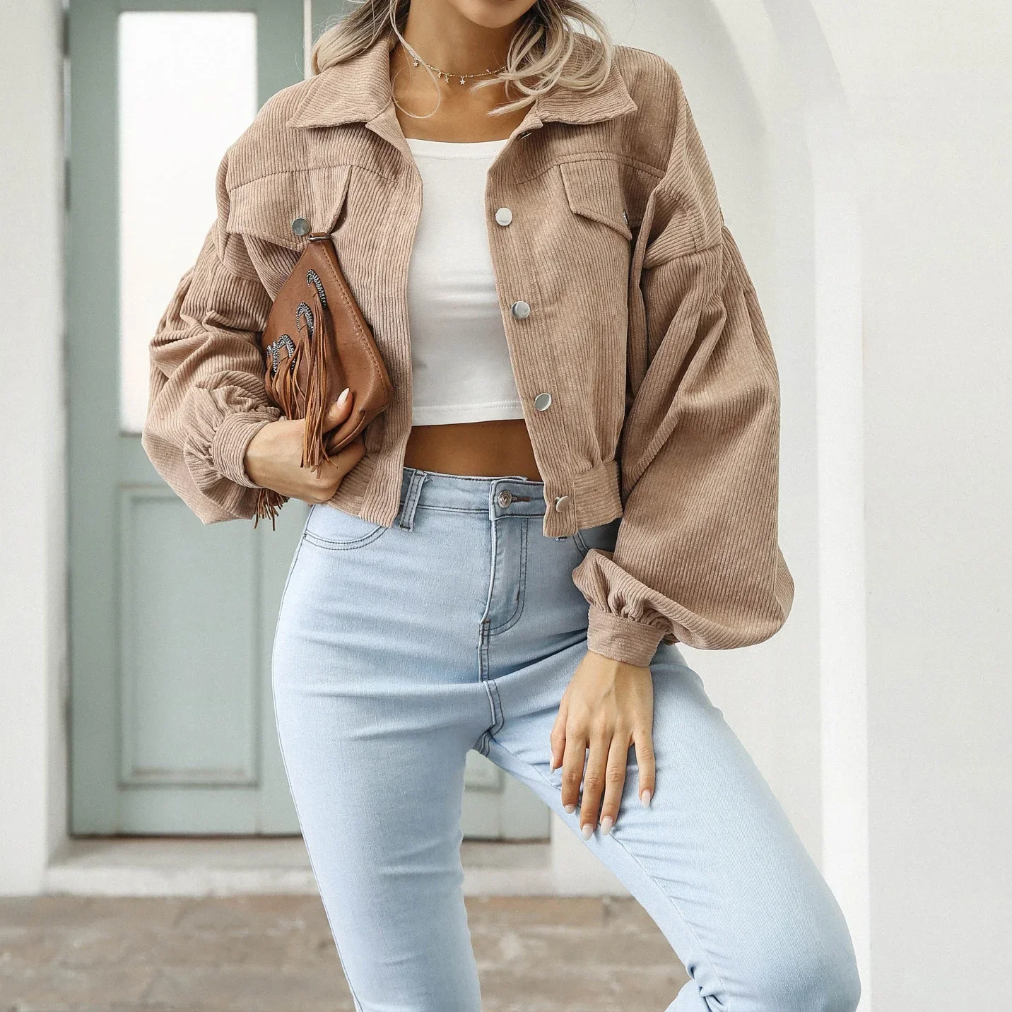 Short Corduroy Coat Women Lantern Sleeve Spring Autumn Maxi Ropa Cardigan Punk Bomber Jacket Windbreaker Y2k Jackets Streetwear
Short Corduroy Coat Women Lantern Sleeve Spring Autumn Maxi Ropa Cardigan Punk Bomber Jacket Windbreaker Y2k Jackets Streetwear