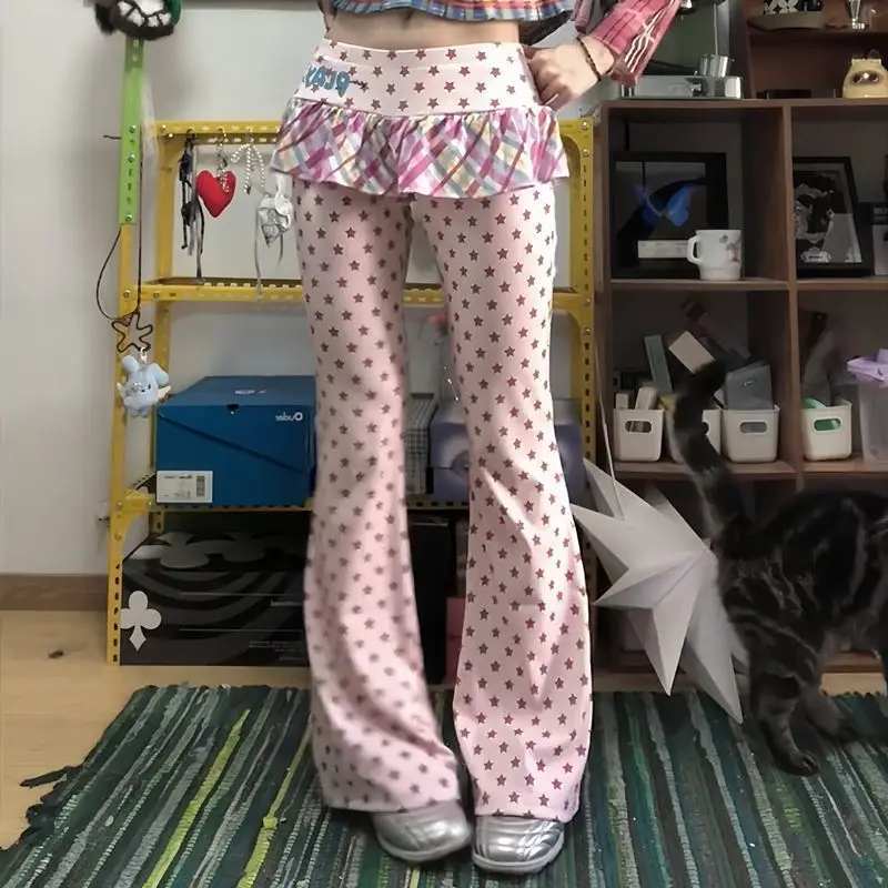 Women Y2K Long Trousers Fake Two Pieces Fashion Girls Low-Waisted Flared Pants Cute Harajuku Pants Trendy High Street Pantskirt
Women Y2K Long Trousers Fake Two Pieces Fashion Girls Low-Waisted Flared Pants Cute Harajuku Pants Trendy High Street Pantskirt