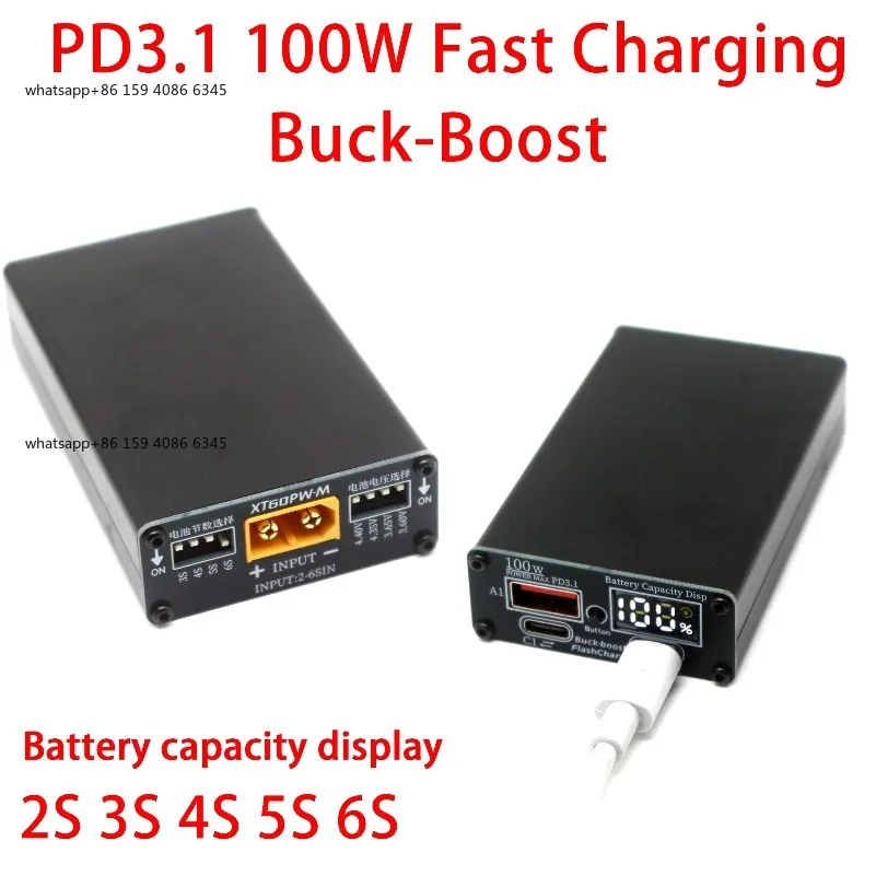XT60 100W PD3.1 Fast Charger - 2S-6S Li-ion/LiFePO4 Battery BMS Type-C Power Station Bidirectional Charging LED Capacity Display
XT60 100W PD3.1 Fast Charger - 2S-6S Li-ion/LiFePO4 Battery BMS Type-C Power Station Bidirectional Charging LED Capacity Display