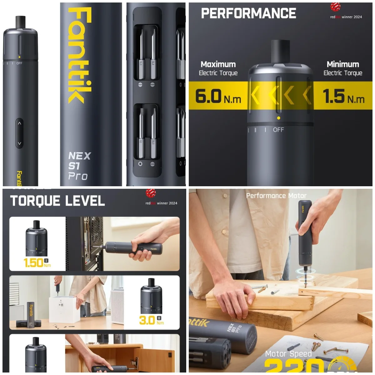 S1 Pro Electric Screwdriver, 16 S2 Bits, 3 Torque, 6 Nm, 2000mAh, LED Light, 1/4'' Hex
S1 Pro Electric Screwdriver, 16 S2 Bits, 3 Torque, 6 Nm, 2000mAh, LED Light, 1/4'' Hex