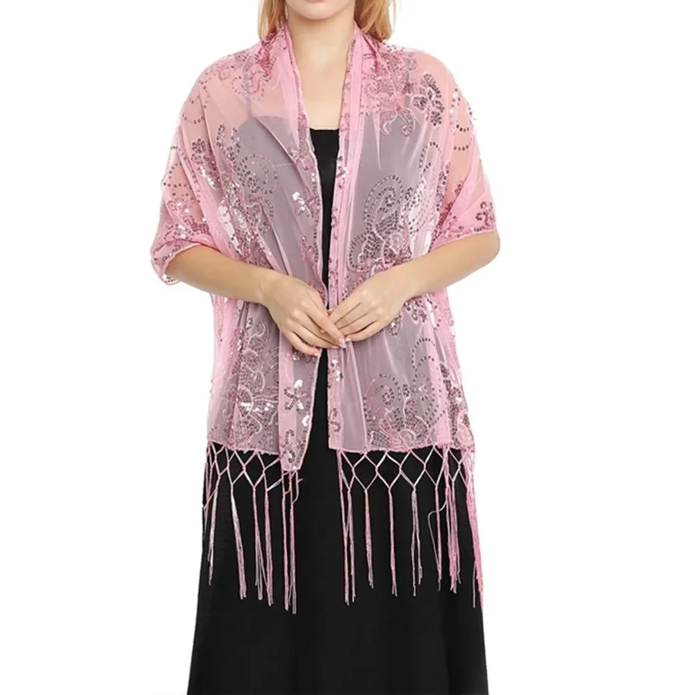 Elegant Women Evening Dress Wedding Shawl Solid Color Tassel Flower Chiffon Silky Scarf Sequined Party Shawl Scarf Bridal Cape
Elegant Women Evening Dress Wedding Shawl Solid Color Tassel Flower Chiffon Silky Scarf Sequined Party Shawl Scarf Bridal Cape