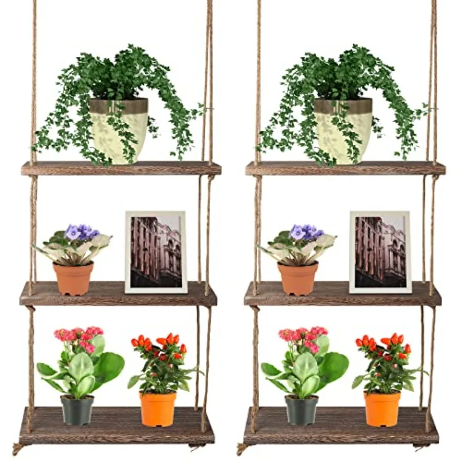 2 Pcs Hanging Shelves Window Shelf for Plants 3 Tier Rustic Wood Floating Wall Shelves Photo Plant Ornaments Display Hanging St
2 Pcs Hanging Shelves Window Shelf for Plants 3 Tier Rustic Wood Floating Wall Shelves Photo Plant Ornaments Display Hanging St