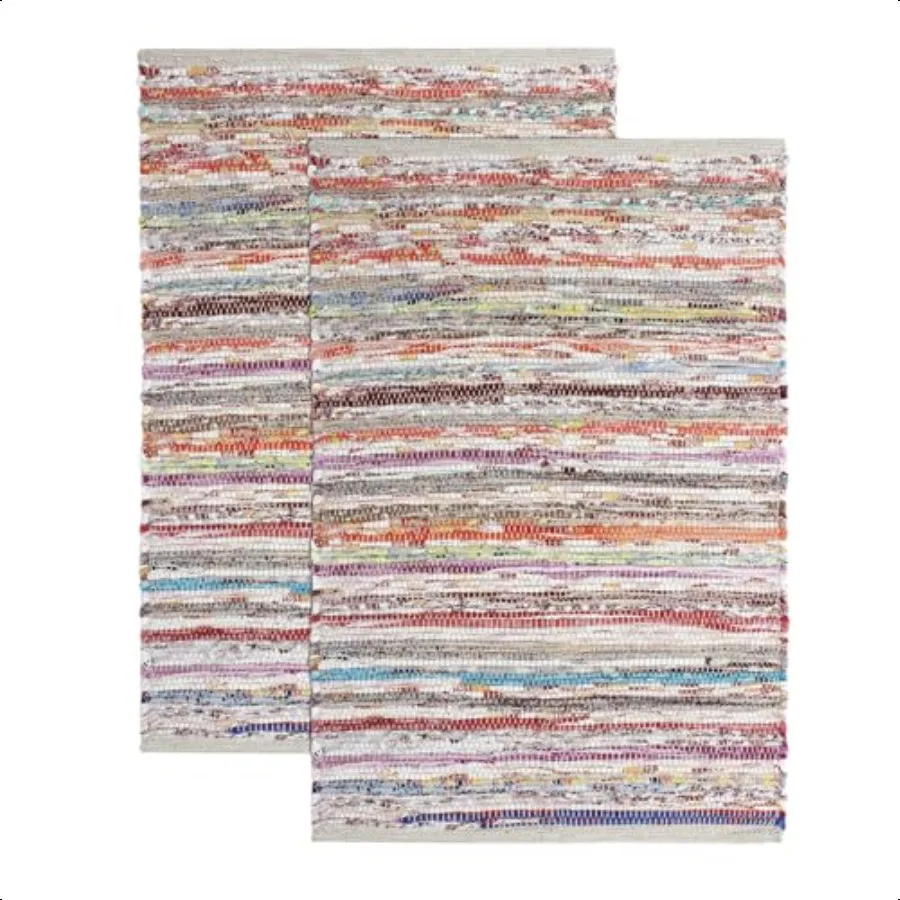 Cotton Chindi Rag Rug 2 Pack Boho Farmhouse Rustic Area Accent Throw Rug Handwoven Reversible Natural Recycled Yarn Living Room
Cotton Chindi Rag Rug 2 Pack Boho Farmhouse Rustic Area Accent Throw Rug Handwoven Reversible Natural Recycled Yarn Living Room