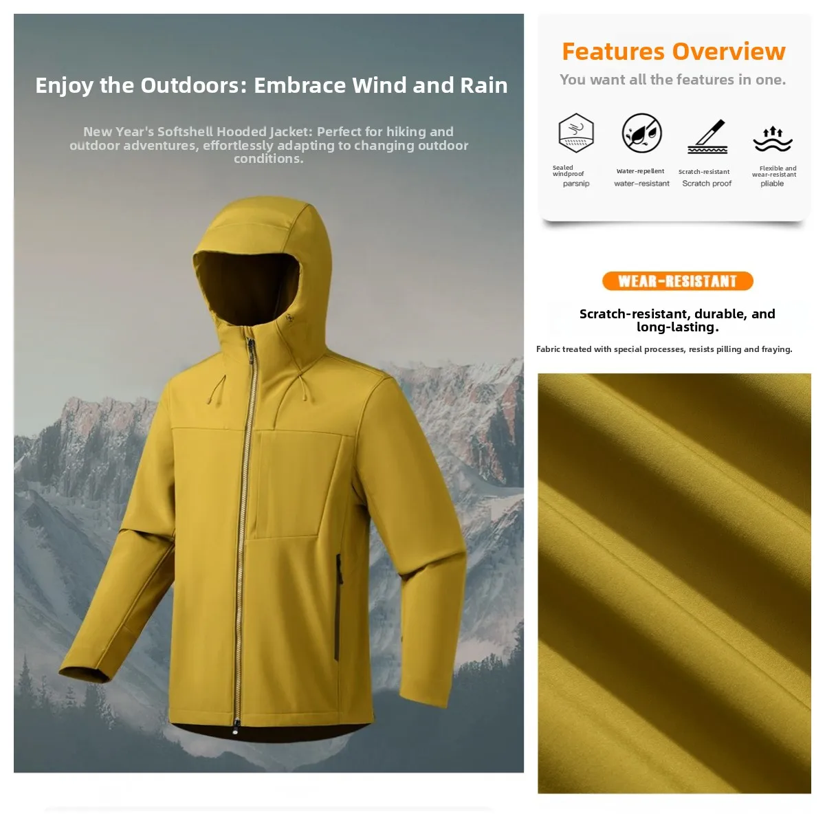 Men's Outdoor Hiking Soft ell Jaet Breathable Windproof 3D Tailoring Autumn Casual Sle Long Sve Zipper Closure Coat
Men's Outdoor Hiking Soft ell Jaet Breathable Windproof 3D Tailoring Autumn Casual Sle Long Sve Zipper Closure Coat