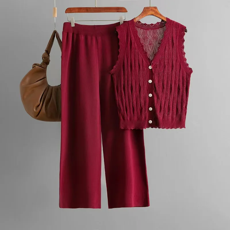 Новый минималистичный кардиган, свободный вязаный жилет без рукавов + широкие брюки, вязаный комплект из двух предметов для женщин
Новый минималистичный кардиган, свободный вязаный жилет без рукавов + широкие брюки, вязаный комплект из двух предметов для женщин
