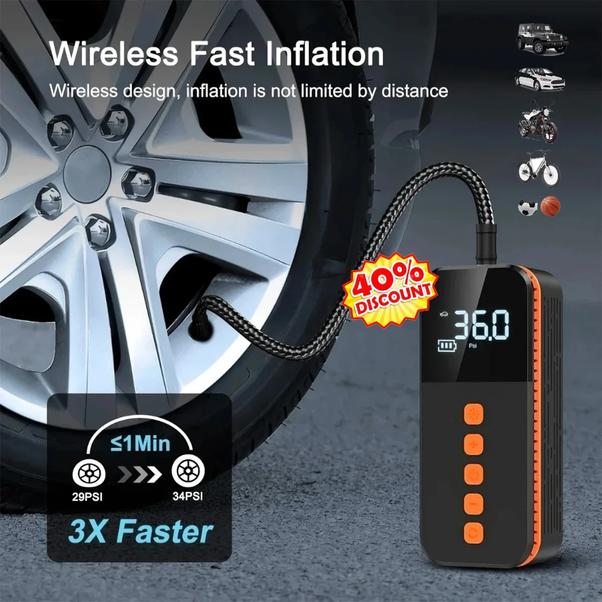 Portable Fast Smart Car Air Pump Tire Inflator Portable Air Compressor with Digital Pressure Gauge for Car Bike Motorcycle Ball
Portable Fast Smart Car Air Pump Tire Inflator Portable Air Compressor with Digital Pressure Gauge for Car Bike Motorcycle Ball