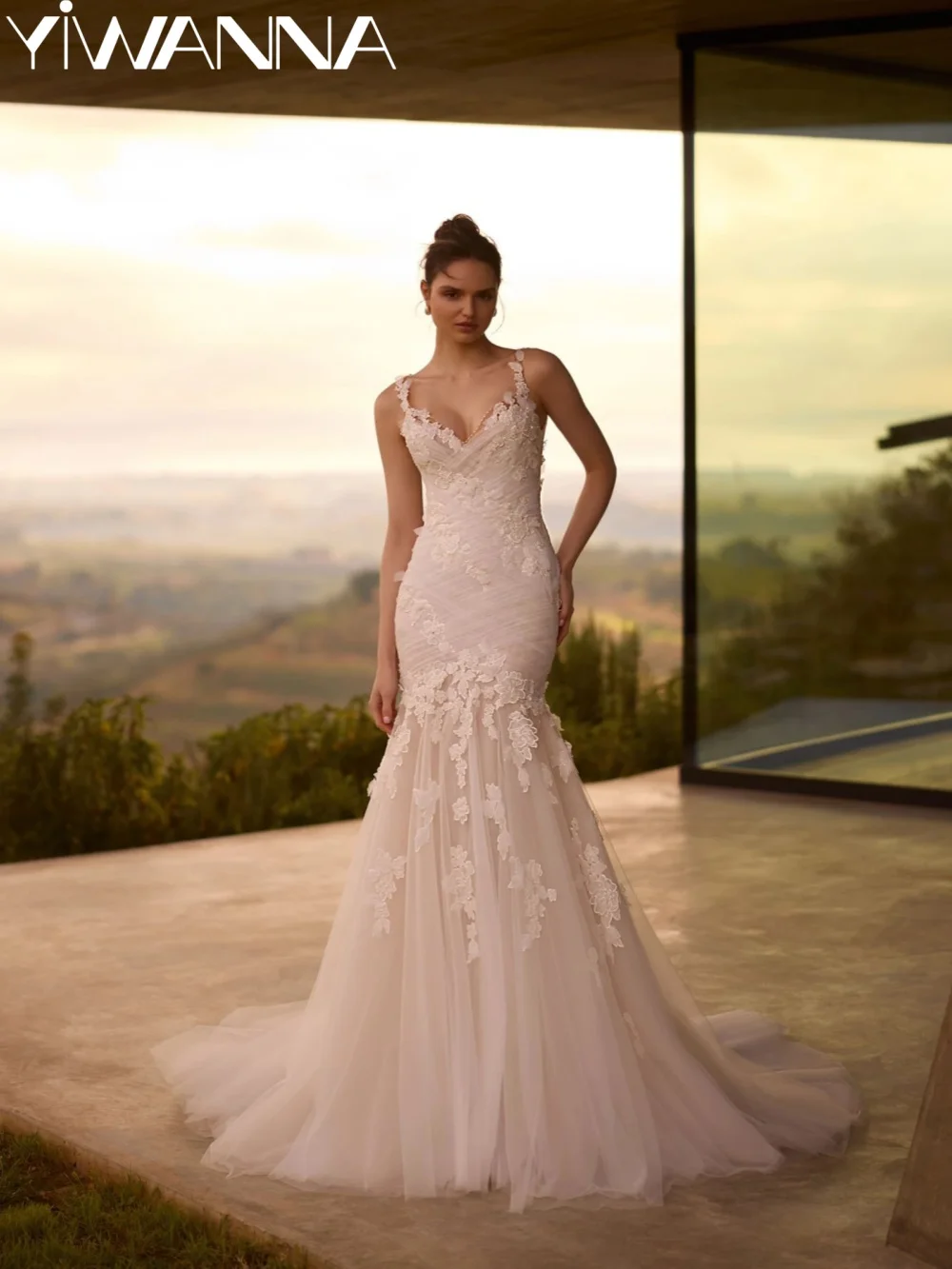 Classic Lace Appliques Wedding Dress Pleated Thin Straps Mermaid Bridal Gown Customized Dreamy Floor-length Dresses For Bride
Classic Lace Appliques Wedding Dress Pleated Thin Straps Mermaid Bridal Gown Customized Dreamy Floor-length Dresses For Bride