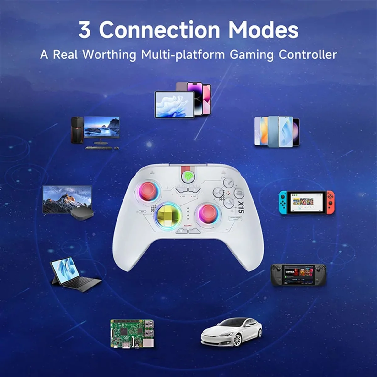 Wireless Game Controller for X15 Hall Rocker Hall Trigger RGB Multifunction Convenient
Wireless Game Controller for X15 Hall Rocker Hall Trigger RGB Multifunction Convenient