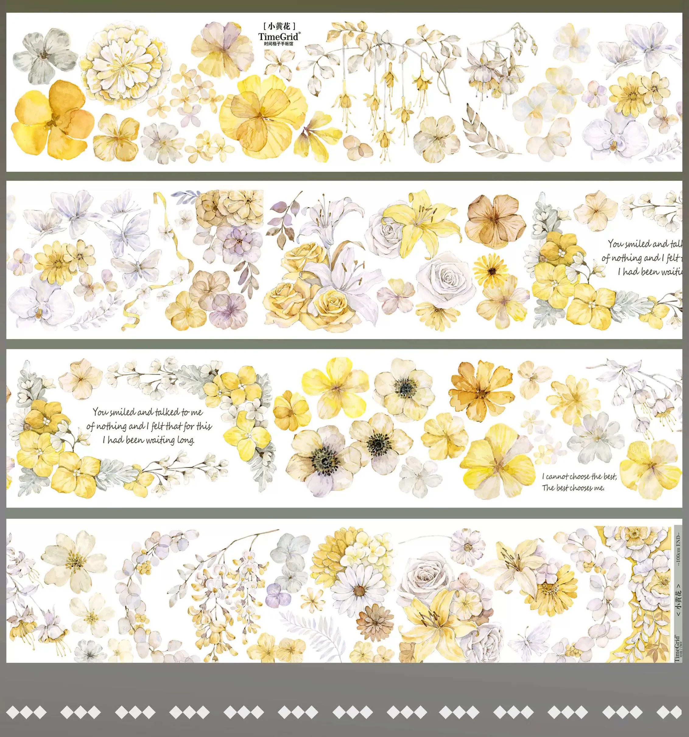 Декоративная лента Washi Pet Tape 3.27, 1 рулон, с маленькими желтыми цветами, блестящая, светлая, с узором в клетку, цветами и травой, желтая, для дневников, поло-декор, акриловая, S
Декоративная лента Washi Pet Tape 3.27, 1 рулон, с маленькими желтыми цветами, блестящая, светлая, с узором в клетку, цветами и травой, желтая, для дневников, поло-декор, акриловая, S