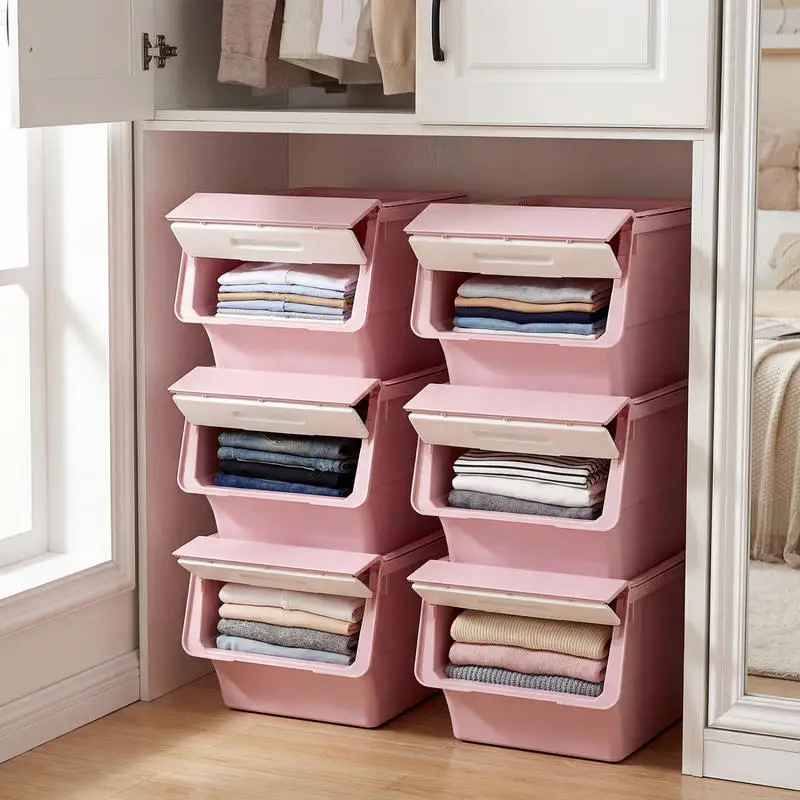 3 Pieces Storage Bins on Wheels Stackable Plastic Boxes with Stay-Open Lid (M)-Pink
3 Pieces Storage Bins on Wheels Stackable Plastic Boxes with Stay-Open Lid (M)-Pink