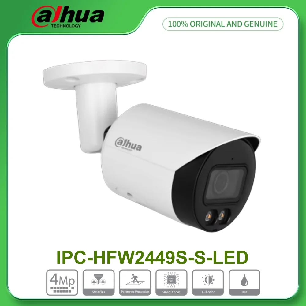 Dahua IPC-HFW2449S-S-LED 4MP Full-color Fixed-focal Bullet Wizsense Network PoE Camera Built-in Mic SD Card Solt Warm Light IP67
Dahua IPC-HFW2449S-S-LED 4MP Full-color Fixed-focal Bullet Wizsense Network PoE Camera Built-in Mic SD Card Solt Warm Light IP67