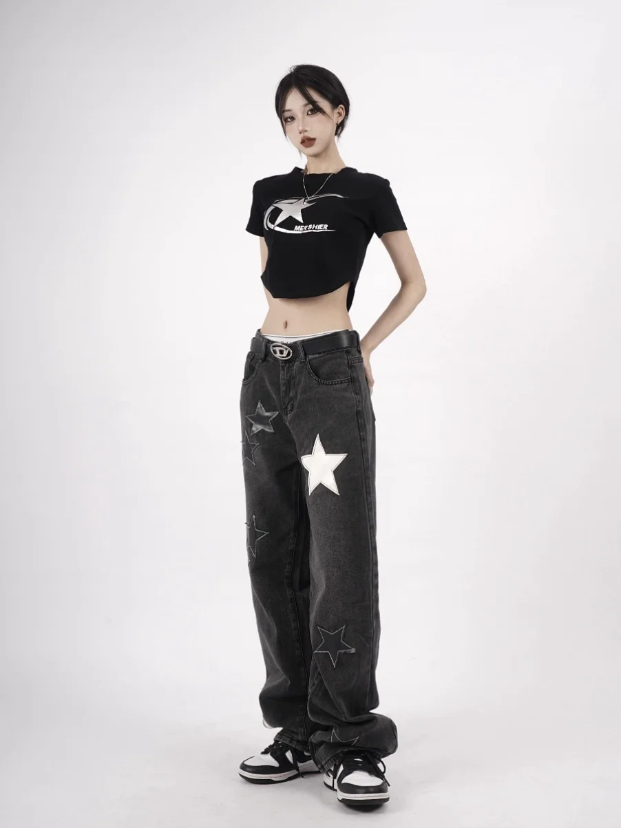 Slimming Effectiveness High Street Embroidered Stars Loose Women's Jeans Spring Autumn 2024 New plus Size Wide Leg Long Pants
Slimming Effectiveness High Street Embroidered Stars Loose Women's Jeans Spring Autumn 2024 New plus Size Wide Leg Long Pants