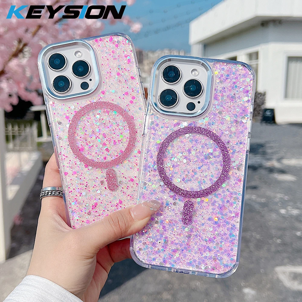 KEYSION Luxuxy Glitter Magnetic Phone Case for MagSafe for iPhone 16 Pro Max TPU+PC Shockproof Back Cover for iPhone 16 16 Plus
KEYSION Luxuxy Glitter Magnetic Phone Case for MagSafe for iPhone 16 Pro Max TPU+PC Shockproof Back Cover for iPhone 16 16 Plus