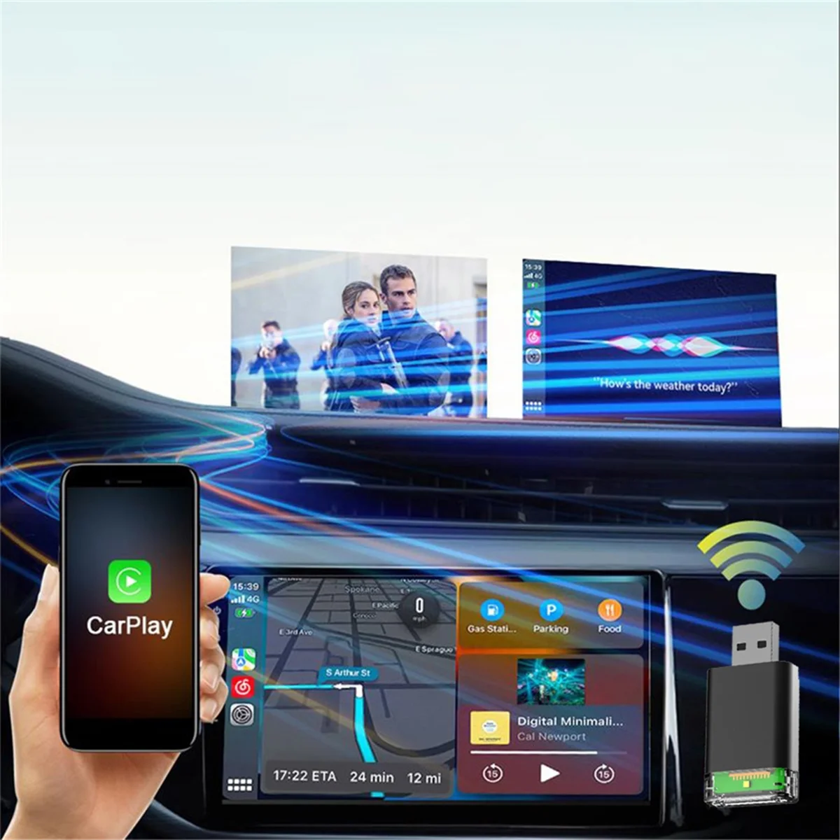 2-In-1 Wireless Carplay and Android Auto AI Box Carpay Mini Adapter