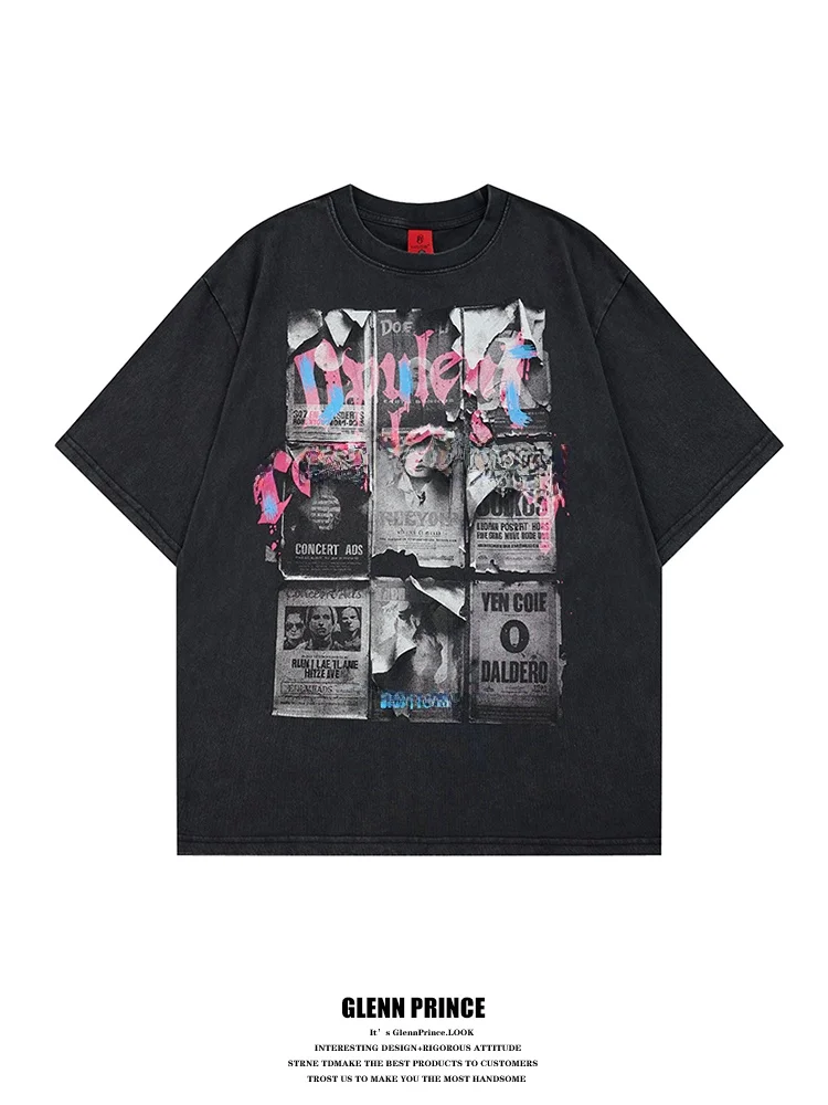 GPstudio American High Street Vintage Poster Print Short Sleeve T-Shirt Men's Loose Couple Creative Tee Cotton Youth Summer F...
GPstudio American High Street Vintage Poster Print Short Sleeve T-Shirt Men's Loose Couple Creative Tee Cotton Youth Summer F...