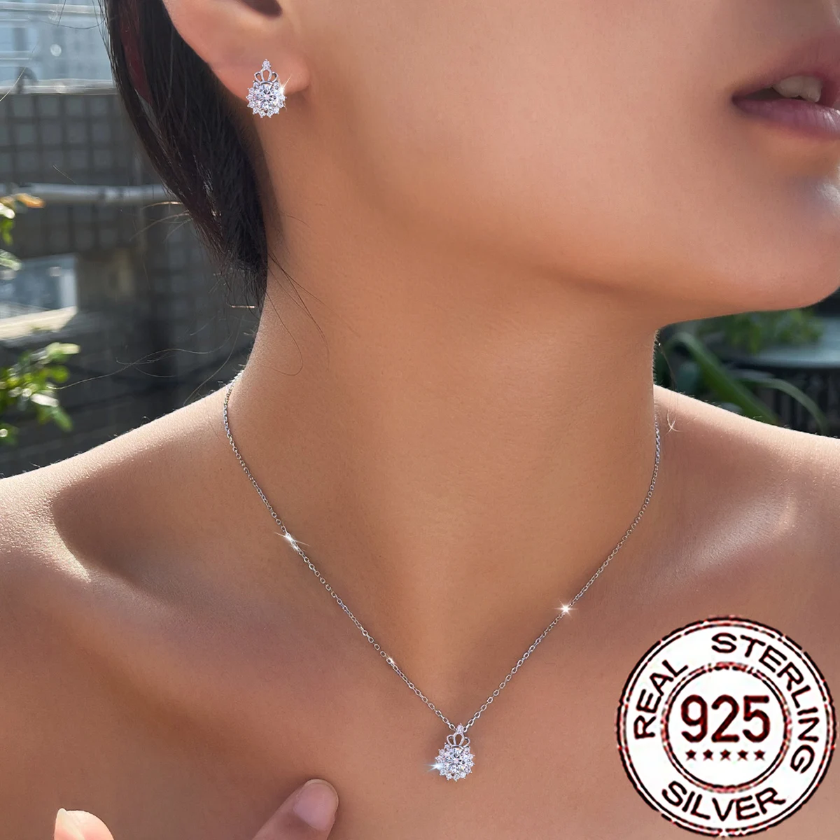 QooLady 925 Sterling Silver Gorgeous CZ Crystal Big Crown Flower Pendant Necklace 2Pcs Set for Women Wedding Party Jewelry ST057
QooLady 925 Sterling Silver Gorgeous CZ Crystal Big Crown Flower Pendant Necklace 2Pcs Set for Women Wedding Party Jewelry ST057