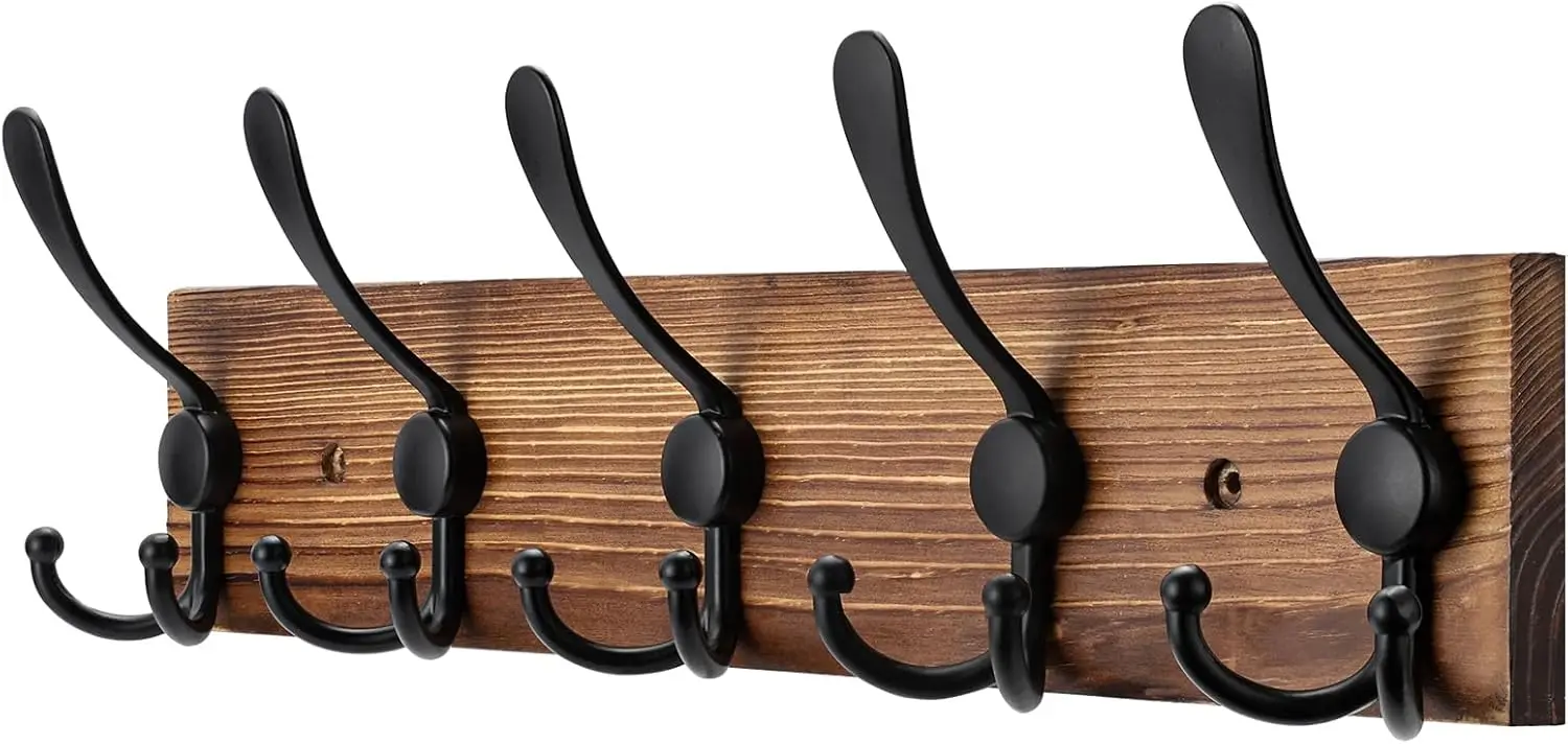 Kuhome Coat Rack Wall Mount Wooden Hat Rack for Wall Hooks Pine Real Wood Plank 16.9" Brown Coat Hanger with 5 Triple Hooks for Hanging Coat Hat Jacket
Kuhome Coat Rack Wall Mount Wooden Hat Rack for Wall Hooks Pine Real Wood Plank 16.9" Brown Coat Hanger with 5 Triple Hooks for Hanging Coat Hat Jacket